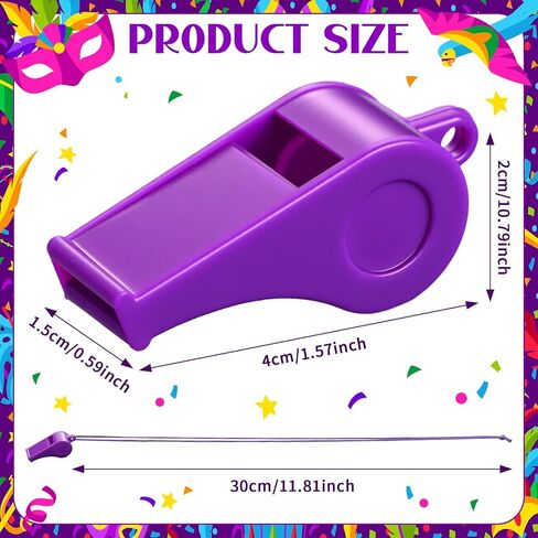 Kingdder 120 جهاز كمبيوتر شخصى Mardi Gras يلقي صفارات بلاستيكية السائبة مع الحبل Mardi Gras Accessories بصوت عال هش صوت صفارات جائزة هدية لحزب موكب كرنفال عطلة عيد ميلاد in Saudi Arabia