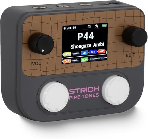 STRICH Pipe Tones Pocket Multi-Effects Processor for Guitar and Bass with 10 Effect Modules 125 Effects 40s Looper 100 Drum Patterns USB Audio Interface Wireless Control (Dark Gray) in Saudi Arabia