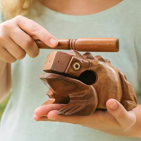 African Wooden Frog Percussion Instrument Handcrafted Guiro with Scraper in Saudi Arabia