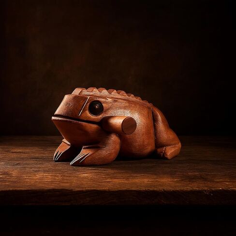 African Wooden Frog Percussion Instrument Handcrafted Guiro with Scraper in Saudi Arabia