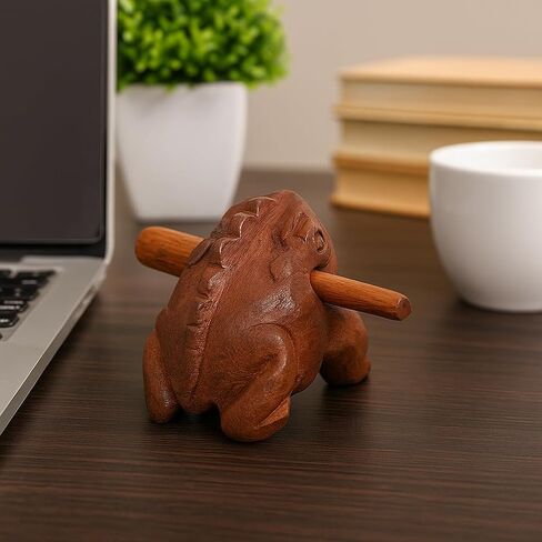 African Wooden Frog Percussion Instrument Handcrafted Guiro with Scraper in Saudi Arabia