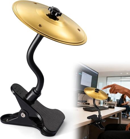 Facmogu Mini Clip-On Desktop Cymbal، طبلة مكتب صغيرة لمحبي الموسيقى، تخفف من إجهاد العمل والدراسة مع ملحقات إيقاعية ذهبية ممتعة، سهلة التركيب لمعظم أنواع المكاتب in Saudi Arabia