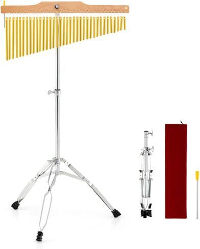 36-Tone Single-Row Wind Chime with Adjustable Tripod Stand & Chime Stick, Portable Percussion Instrument for Church Band & Orchestra Gold in Saudi Arabia