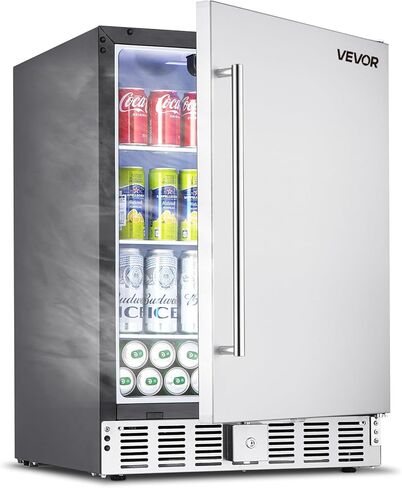 VEVOR 24 inch Undercounter Refrigerator, 2 Drawer Refrigerator with Different Temperature, 4.87 Cu.ft. Capacity, Waterproof Indoor and Outdoor Under Counter Freezer Fridge for Home and Commercial Use in Saudi Arabia