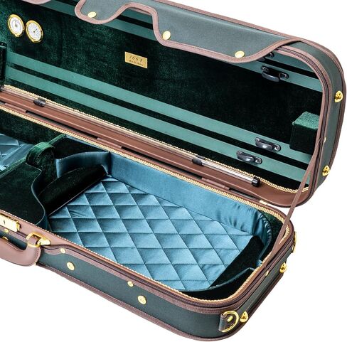 MI&VI AW-9001 Professional Hard Wood Oblong Viola Case (Full Size) | Luxury Silk Interior | High-Density | Hygrometer | Thermometer | Adjustable 15" to 16.5" Violas (Green) in Saudi Arabia