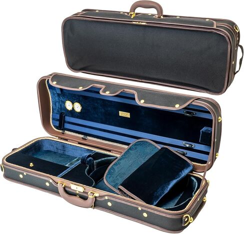 MI&VI AW-9001 Professional Hard Wood Oblong Viola Case (Full Size) | Luxury Silk Interior | High-Density | Hygrometer | Thermometer | Adjustable 15" to 16.5" Violas (Green) in Saudi Arabia