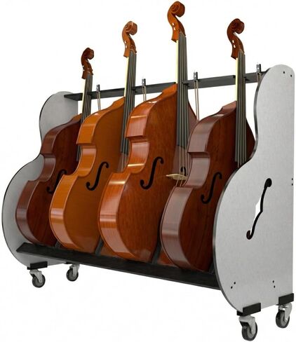 منتجات A&S المصقولة تحتوي عربة Band Room 3 Double Bass لفصول الموسيقى على أدوات بحجم ¼ و½ و¾ | صُنع في الولايات المتحدة الأمريكية. in Kuwait