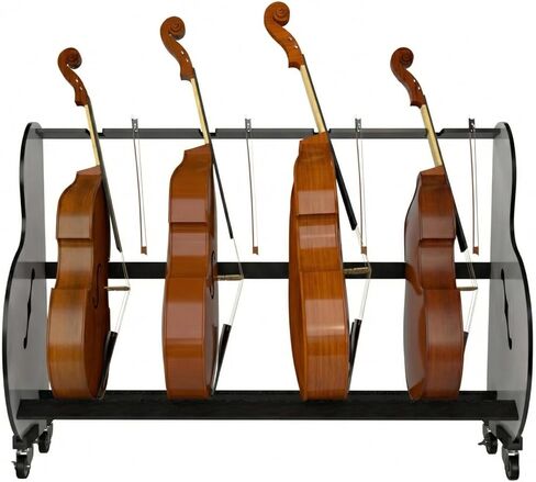 منتجات A&S المصقولة تحتوي عربة Band Room 3 Double Bass لفصول الموسيقى على أدوات بحجم ¼ و½ و¾ | صُنع في الولايات المتحدة الأمريكية. in Kuwait