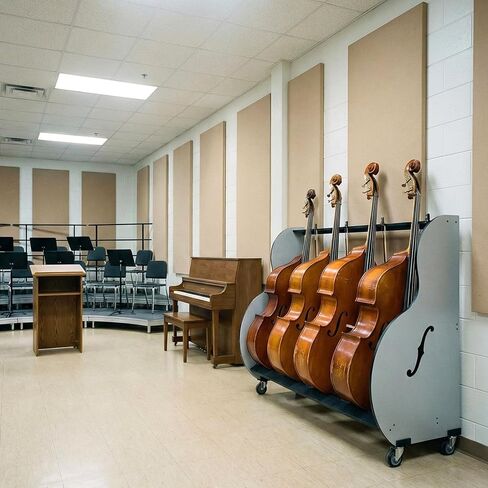 منتجات A&S المصقولة تحتوي عربة Band Room 3 Double Bass لفصول الموسيقى على أدوات بحجم ¼ و½ و¾ | صُنع في الولايات المتحدة الأمريكية. in Kuwait
