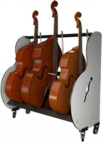 منتجات A&S المصقولة تحتوي عربة Band Room 3 Double Bass لفصول الموسيقى على أدوات بحجم ¼ و½ و¾ | صُنع في الولايات المتحدة الأمريكية. in Kuwait