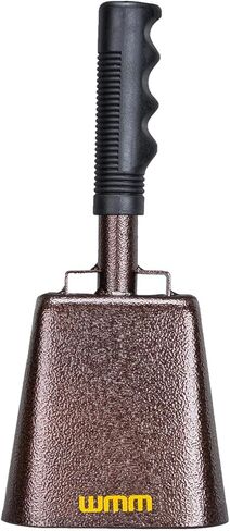 10 Inch Steel Cowbell with Handle Cheering Bell for Sports Events Large Solid School Bells & Chimes Percussion Musical Instruments Call Bell Alarm(Copper) in Saudi Arabia