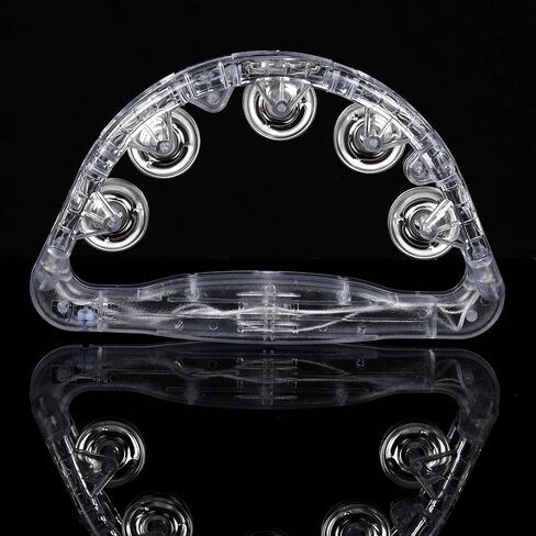 LED Light Up Musical Tambourines: Glow In The Dark Party Supplies Handheld Musical Flashing Tambourine - Led Tambourines Percussion Instruments for Bar Wedding Dance Floor Christmas (White 1pcs) in Kuwait