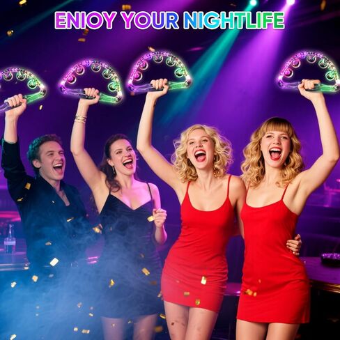 LED Light Up Musical Tambourines: Glow In The Dark Party Supplies Handheld Musical Flashing Tambourine - Led Tambourines Percussion Instruments for Bar Wedding Dance Floor Christmas (White 1pcs) in Kuwait