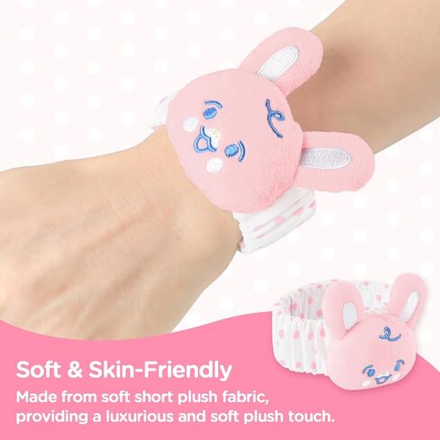 LittleForBig Adult Wrist Rattle Soft Adjustable Bracelet with Bell for Adult - Baby Parade Pattern Pink Bunny in Saudi Arabia