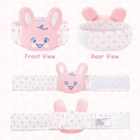 LittleForBig Adult Wrist Rattle Soft Adjustable Bracelet with Bell for Adult - Baby Parade Pattern Pink Bunny in Saudi Arabia