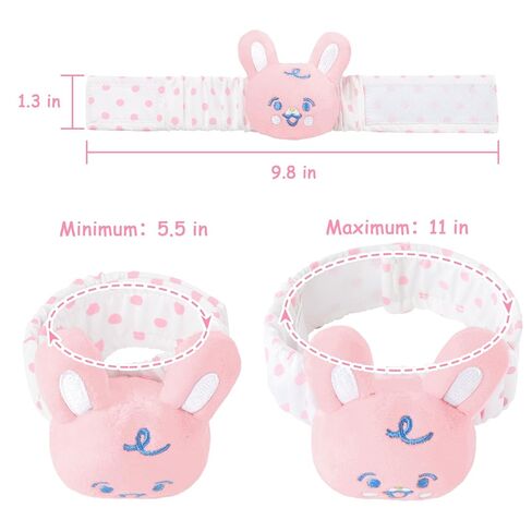 LittleForBig Adult Wrist Rattle Soft Adjustable Bracelet with Bell for Adult - Baby Parade Pattern Pink Bunny in Saudi Arabia