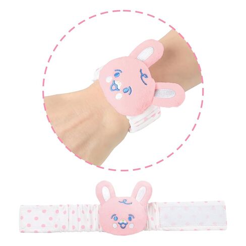LittleForBig Adult Wrist Rattle Soft Adjustable Bracelet with Bell for Adult - Baby Parade Pattern Pink Bunny in Saudi Arabia