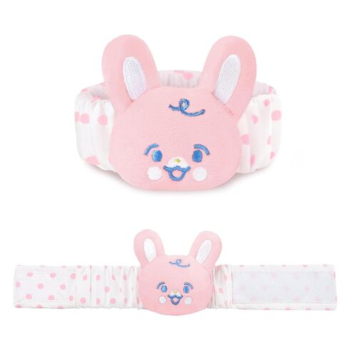 LittleForBig Adult Wrist Rattle Soft Adjustable Bracelet with Bell for Adult - Baby Parade Pattern Pink Bunny in Saudi Arabia