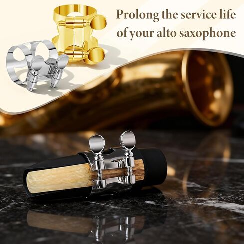 2 PCS Alto Saxophone Ligature Alto Sax Ligature Altos Saxophone Mouthpiece Ligatures with Adjustable Screws Saxophones Ligatures Fastener Instrument, Wind Musical Instruments Accessory in Kuwait