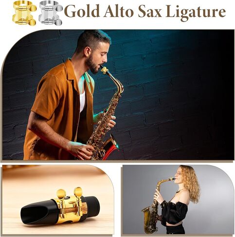 2 PCS Alto Saxophone Ligature Alto Sax Ligature Altos Saxophone Mouthpiece Ligatures with Adjustable Screws Saxophones Ligatures Fastener Instrument, Wind Musical Instruments Accessory in Kuwait