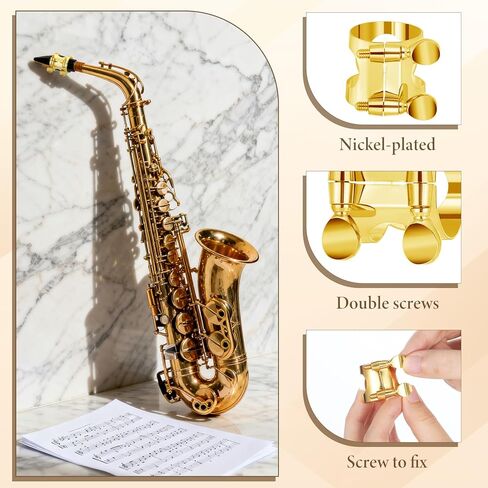 2 PCS Alto Saxophone Ligature Alto Sax Ligature Altos Saxophone Mouthpiece Ligatures with Adjustable Screws Saxophones Ligatures Fastener Instrument, Wind Musical Instruments Accessory in Kuwait