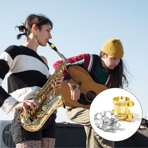 2 PCS Alto Saxophone Ligature Alto Sax Ligature Altos Saxophone Mouthpiece Ligatures with Adjustable Screws Saxophones Ligatures Fastener Instrument, Wind Musical Instruments Accessory in Kuwait