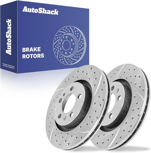 AutoShack Black Hat Drilled and Slotted Brake Rotors Front Brake Rotor Replacement Kit for 1998-2010 VW Beetle 1999-2006 Golf Jetta 2007-2009 Jetta City 2007-2010 Golf City 2.0L 2.5L V6 FWD PR44145LR in Kuwait