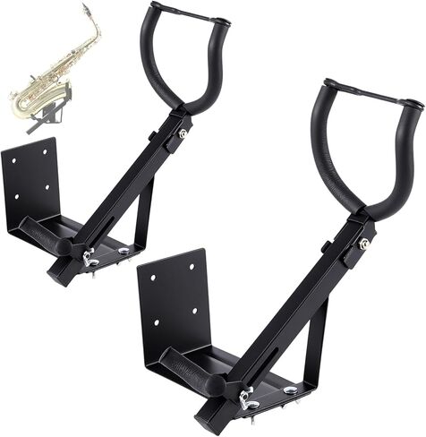 1 Pcs Saxophone Wall Mount Tenor Alto Saxophone Stand Holder Display Rack Metal Alto Sax Stand Wall Hanger for Music Studio Instrument Shop Home Accessories Sax Lover Gifts, Black in Saudi Arabia