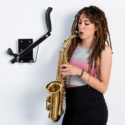 1 Pcs Saxophone Wall Mount Tenor Alto Saxophone Stand Holder Display Rack Metal Alto Sax Stand Wall Hanger for Music Studio Instrument Shop Home Accessories Sax Lover Gifts, Black in Saudi Arabia