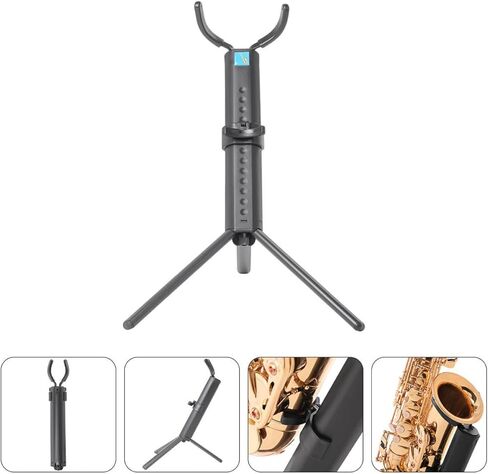Toddmomy Foldable Tenor Saxophone Storage Rack Stand, Black Portable Saxophone Holder for Musical Instrument Display and Travel in Kuwait