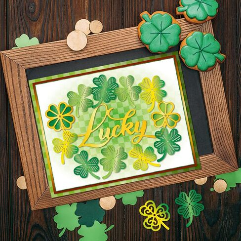 Globleland St. Patrick's Day Coffee Shake يموت من أجل DIY Scrapbooking Metal Shamrock Cut Dies Words Lucky Die Cuts for Cards Making Photo Photo Decor in Saudi Arabia