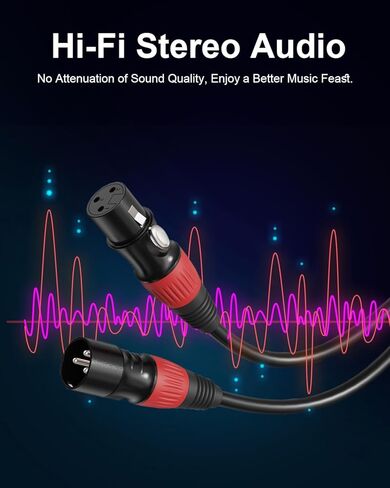 Tnlaile 6 حزم كابلات XLR مرمزة بالألوان بطول 25 قدمًا (ذكر إلى أنثى)، كابل ميكروفون OFC لتسجيل الخلاط، ومكبر الصوت، والبودكاست، والمسرح والاستوديو معدات الصوت الاحترافية in Kuwait