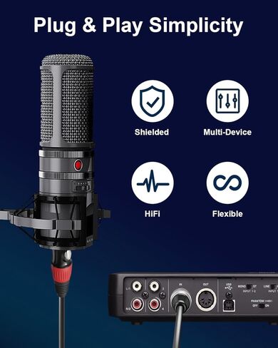 Tnlaile 6 حزم كابلات XLR مرمزة بالألوان بطول 25 قدمًا (ذكر إلى أنثى)، كابل ميكروفون OFC لتسجيل الخلاط، ومكبر الصوت، والبودكاست، والمسرح والاستوديو معدات الصوت الاحترافية in Kuwait