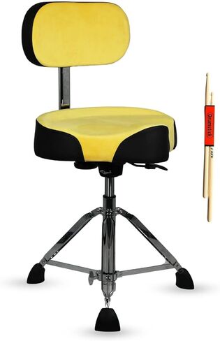 5 CORE Drum Throne w Backrest 4" Padded Stool Airlift Adjustable 25" Drummer Chair w Ergonomic Motorcycle Seat Velvet Top Heavy Duty 441Lb Capacity for Adults & Kids - DS VEL Rest LVR (Blue) in Saudi Arabia