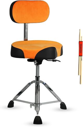 5 CORE Drum Throne w Backrest 4" Padded Stool Airlift Adjustable 25" Drummer Chair w Ergonomic Motorcycle Seat Velvet Top Heavy Duty 441Lb Capacity for Adults & Kids - DS VEL Rest LVR (Blue) in Saudi Arabia