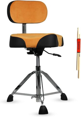 5 CORE Drum Throne w Backrest 4" Padded Stool Airlift Adjustable 25" Drummer Chair w Ergonomic Motorcycle Seat Velvet Top Heavy Duty 441Lb Capacity for Adults & Kids - DS VEL Rest LVR (Blue) in Saudi Arabia