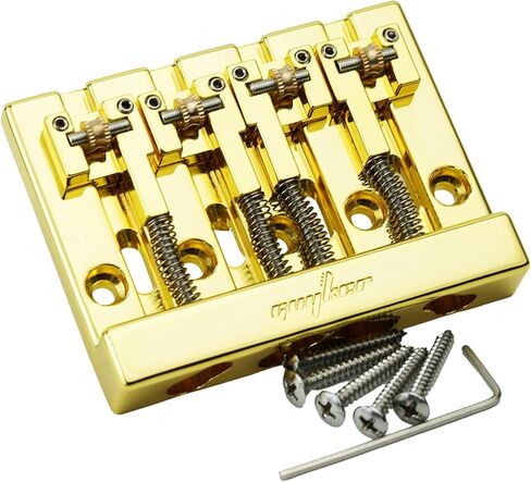 Guyker Bass Bridge, 4 String Bass Bridge with Solid Roller Saddle Adjustable Replacement Part (GB406, Black) in Saudi Arabia