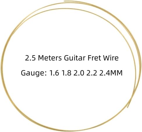 2.5 Meter (8 FT) Brass Guitar Fret Wire for Ukulele, Banjo, Mandolin, Acoustic and Electric Guitars, .6mm, .8mm, 2.0mm, 2.2mm, 2.4mm Gauge(2.2MM) in Saudi Arabia