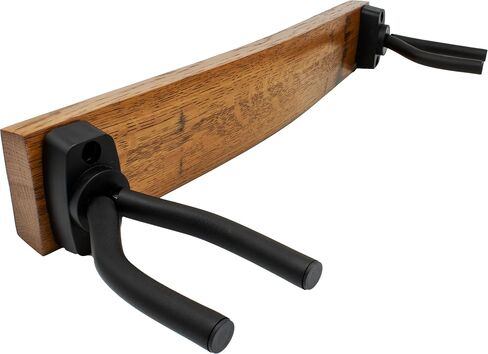 18" Whiskey Barrel Stave Guitar Hanger – Wall Mount for 2 Guitars – Choice of Finish and Optional Barrel Hoop Accents (Natural) in Saudi Arabia