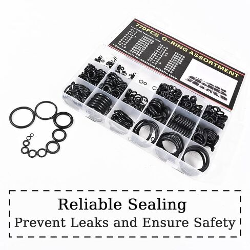 770pcs Rubber O Ring Kit - 18 Sizes Assorted Sealing NBR Gasket Washers Set for Automotive Car Repair, Plumbing, Air and Gas Connections O-Rings in Saudi Arabia