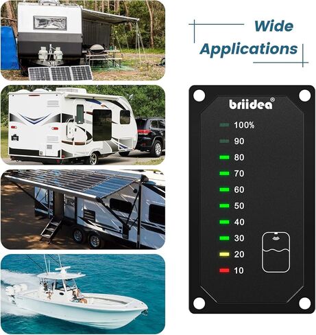 briidea RV Tank Sensor Monitor Panel, RV Water Tank Level Monitor with LED Indicator, Allow You to Replenish The Water Tank in Time, Powered by 7-32V DC, Ideal for RV Motorhome Caravan in Saudi Arabia