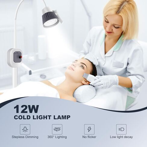 GSOIGSDKF 12W Surgical Examination Lamp w/Universal Wheels 360° Rotation Floor Stand Type Lamp Floor Stand Type LED Gooseneck Exam for Gynaecology, Outpatient, Stomatology, Ent in Saudi Arabia
