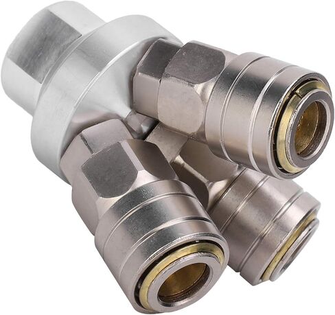 3 Way Female Quick Connector, Pneumatic Component G1/4 C Type SMV, Chrome Plated Alloy Steel Fitting with NBR Sealing Ring, One - Handed Operation for Pneumatic Tools and Pipes in Kuwait