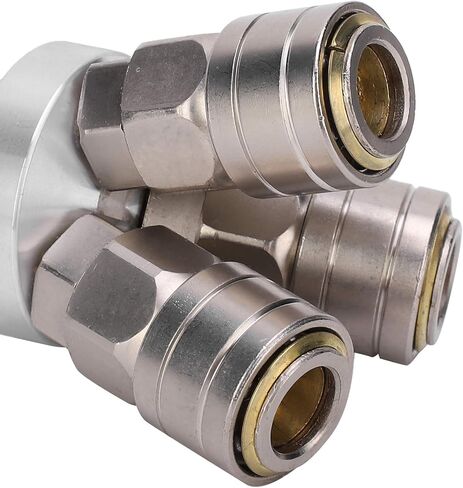 3 Way Female Quick Connector, Pneumatic Component G1/4 C Type SMV, Chrome Plated Alloy Steel Fitting with NBR Sealing Ring, One - Handed Operation for Pneumatic Tools and Pipes in Kuwait