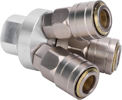 3 Way Female Quick Connector, Pneumatic Component G1/4 C Type SMV, Chrome Plated Alloy Steel Fitting with NBR Sealing Ring, One - Handed Operation for Pneumatic Tools and Pipes in Kuwait