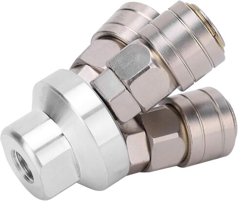 3 Way Female Quick Connector, Pneumatic Component G1/4 C Type SMV, Chrome Plated Alloy Steel Fitting with NBR Sealing Ring, One - Handed Operation for Pneumatic Tools and Pipes in Kuwait