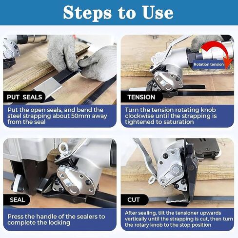 Zocxielr Pneumatic Steel Strapping Tools Metal Banding Machine Heavy Duty Tensioner and Cutters Sealer for 0.75-1.26 inch Width Metal Belt (19mm) in Saudi Arabia