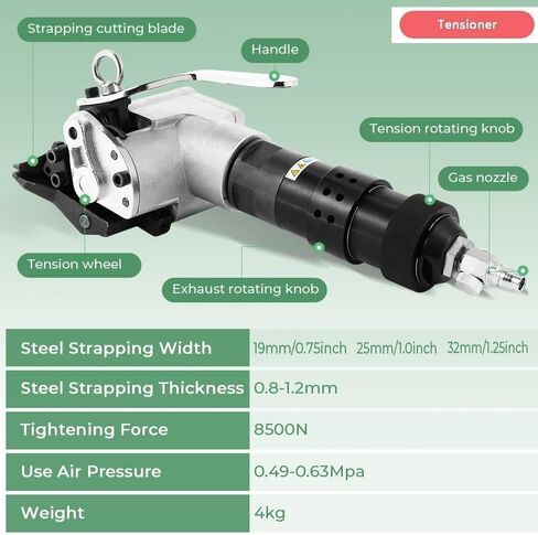 Zocxielr Pneumatic Steel Strapping Tools Metal Banding Machine Heavy Duty Tensioner and Cutter Sealer for 0.75-1.26 inch Width Metal Belt (19mm) in Saudi Arabia