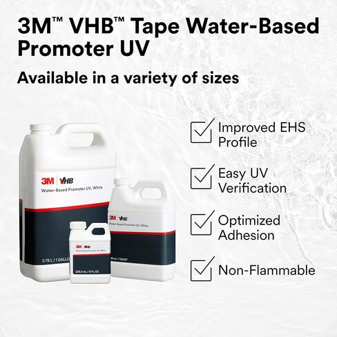 شريط 3M VHB معزز للأشعة فوق البنفسجية، أبيض، 1/2 لتر، غير قابل للاشتعال، التصاق محسن، سهولة التحقق من الأشعة فوق البنفسجية in Saudi Arabia