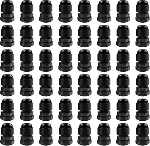 PG7 cable gland 50PCS Waterproof Adjustable Nylon Cable Glands Joints with Gaskets,Suitable for 3mm - 6.5mm cable gland explosion proof sealing M12 × 1.5 Wire Connector in Kuwait